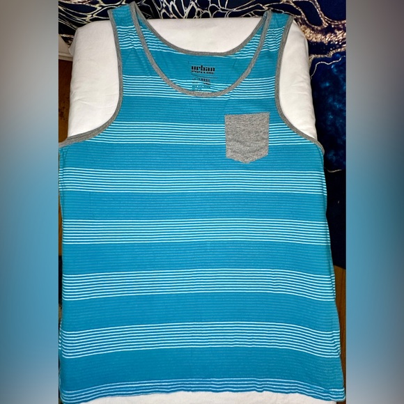 Urban Pipeline Men’s Large Sleeveless Summer Muscle Shirt Tank Top Blue Gray - Picture 5 of 6